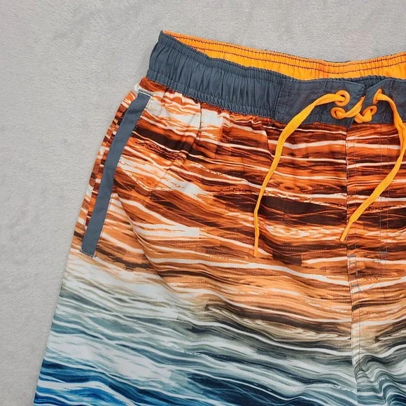 Nike Shorts Mens Large Blue White Orange Swim 11" Inseam Lined Drawstring - Picture 4 of 12